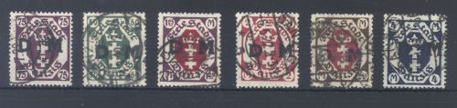 Danzig Dienst Michel Nr. 15-20, Freimarken 1921 gestempelt, gp. Infla