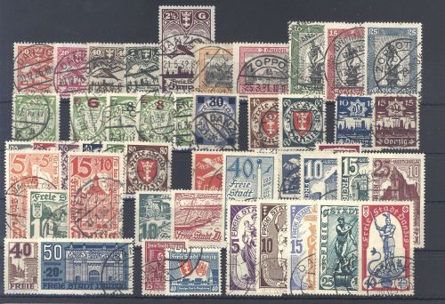 Danzig, gestempelter Posten aus 1924-39 auf Steckkarte