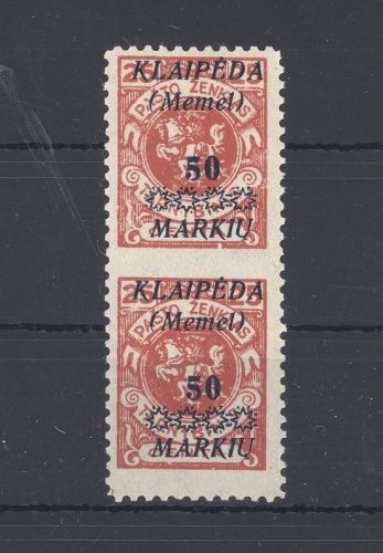 Memel Michel Nr. 138 U Mw, 50 M. Paar Mitte ungezähnt *, gp. BPP
