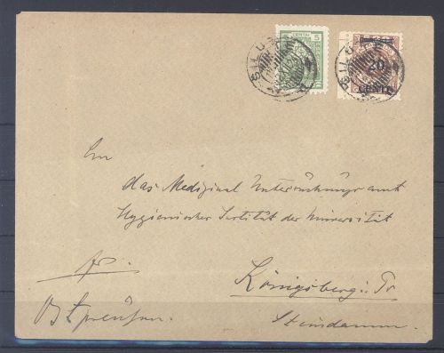 Memel Lit. Besetzung, Brief mit 20 Centu und Lit. Marke MiF Silute