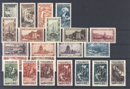 Saargebiet, kleinerer ungebrauchter * Posten auf Steckkarte