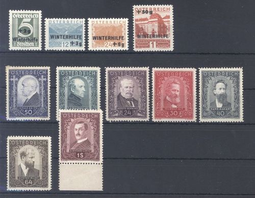 Österreich Michel Nummer 544-550 und 563-66 aus 1932-33 **