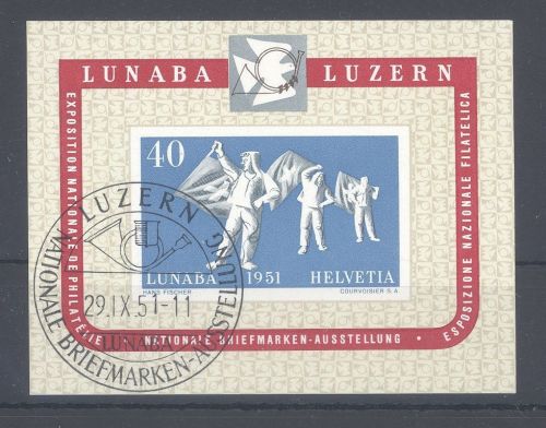 Schweiz Block 14, LUNABA 1951 gestempelt mit SST