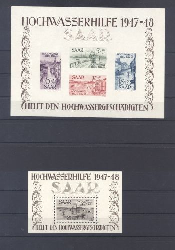 Saarland Block 1-2, Hochwasserblockpaar 1948 **/*