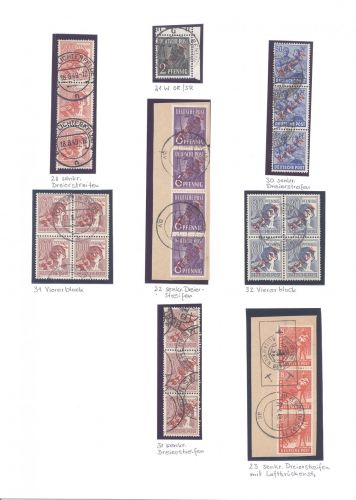 Berlin, interessanter Posten Einheiten Rotaufdruck 1949 auf Blatt