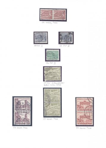 Berlin, interessanter Posten Einheiten - Abarten Bauten 1949 auf Blatt