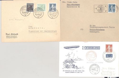 Berlin, 3 interessante Briefe aus 1949-50 als Posten
