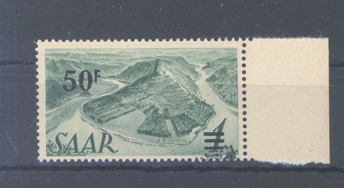 Saarland Michel Nr. 238 Z I, 50 F. Freimarken 1947 ** Randwert, gp BPP