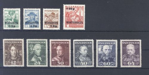 Österreich Michel Nummer 613-622, Jahr 1935 **
