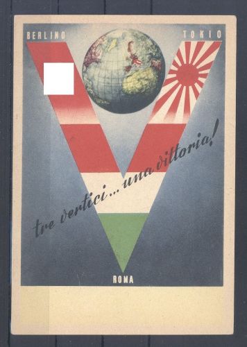 Dt. Reich, interessante farbige Propagandakarte Berlin - Rom - Tokio