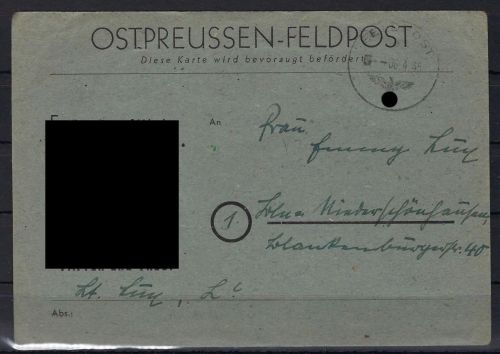 Ostpreußen Feldpost eines Leutnants, P2e (graublau), 6.4.45, ME 1200€ (02