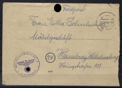 SS-Feldpost n. HH-Wilhelmsburg 5.4.45, Landesschützen-Bataillon (33