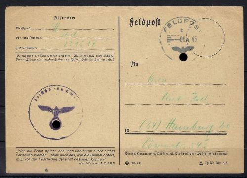 Feldpost 23151 E, Kurland-Kessel 5.4.45, Heeres-Flak-Art. Abtl. 303 (35