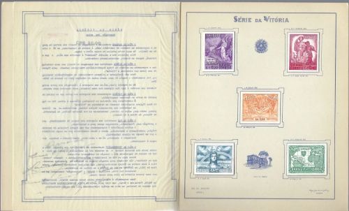 Brasilien 1945, Geschenkheft mit Mi 671-75 Probedrucke Kartonpapier (45