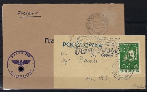 Polnisches Lagerpost Woldenburg, Oflag II G, FP-Brief + Briefstück (56