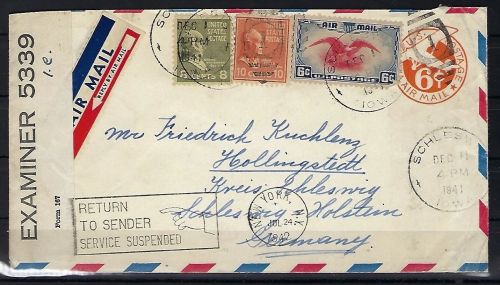 USA Flugpost/Retour 11.12.41, Tag der Kriegserklärung an Deutschland (83