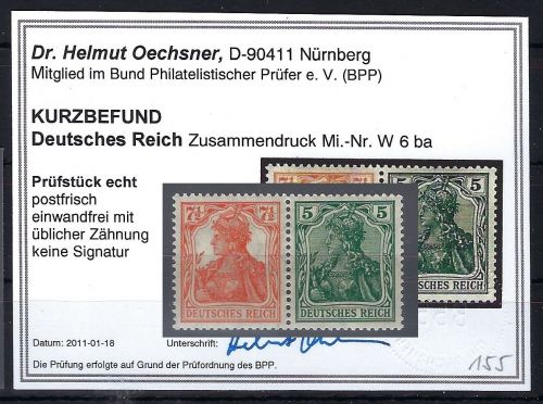 DR Germania ZD W 6 ba ** einwandfrei mit KB Oechsner BPP, ungefaltet