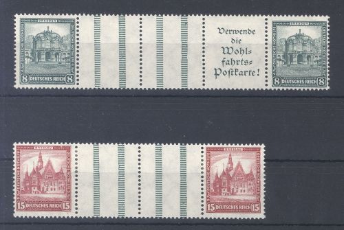 Dt. Reich Zusammendruck WZ 7 und 8 aus Nothilfe 1931 ungebraucht *