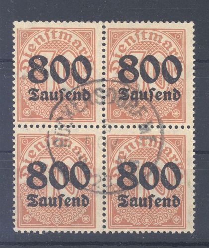 Dt. Reich Dienst Mi.Nr. 95y, 800 Td. Viererblock gestempelt gp. BPP