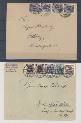 Danzig, 2 Briefe mit schönen Frankaturen als Posten
