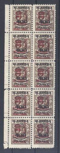 Memel Michel Nr. 232, 30. C. aus Lit. Bes. 1923 als ** Zehnerblock