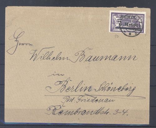 Memel, Brief 1923 mit 6 Mark Freimarke als EF aus Memel