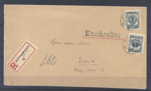 Memel, R - Brief mit 50 Cent. und 1. L. MiF aus Heydekrug