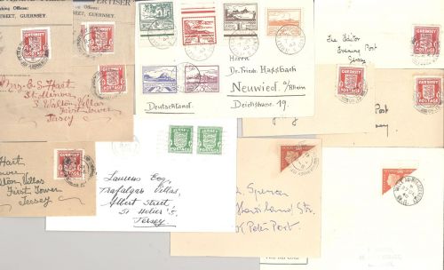 Dt. Bes. 2. WK Kanalinseln, umfangreicher Posten Briefstücke und Belege