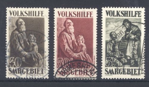 Saargebiet Michel Nummer 128, 129, 133 aus 1928 gestempelt, geprüft