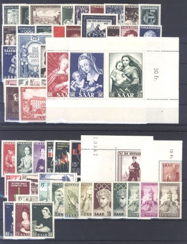 Saarland, umfangreicher ** Posten aus 1951-57 auf 3 Steckkarten