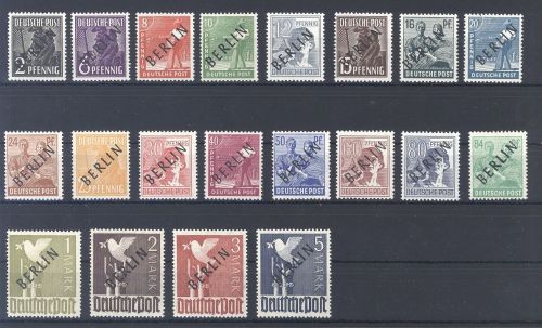Berlin Michel Nummer 1-20, Schwarzaufdruck 1949 **, geprüft BPP