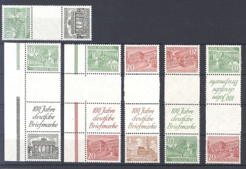 Berlin, 6 verschiedene ** Zusammendrucke aus Michel Nr. W1-SKZ 2 B