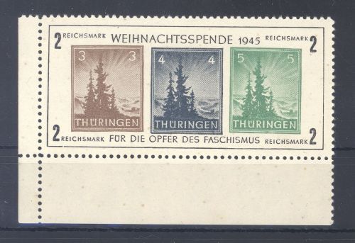 SBZ Block 1 x, Weihnachtsspende 1945 ** als Eckrandblock
