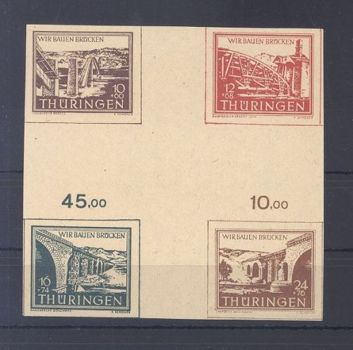 SBZ, Zusammendruck HZ 1 aus Thüringenblock 1946 **