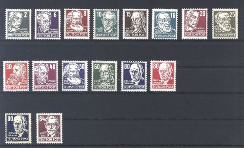 DDR Michel Nummer 327-41, Freimarken 1952-53 **