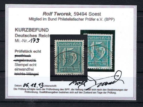 DR Mi 179° einwandfrei, mit KB Tworek BPP