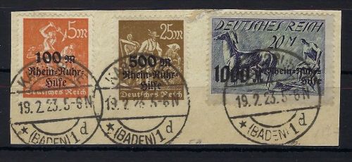 DR Mi 258 - 260 auf Briefstück, gepr. Infla Berlin