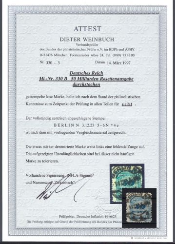 DR Mi 330 B ideal gestempelt, mit FFA Weinbuch BPP