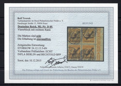 DR Dienst, mi 85 ° im Viererblock einwandfrei, Befund Tworek BPP