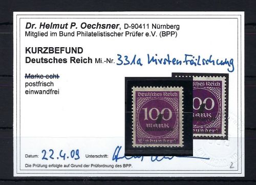 DR Hitler Provisorium, Mi 331a**, einwandfrei, KB Oechsner BPP