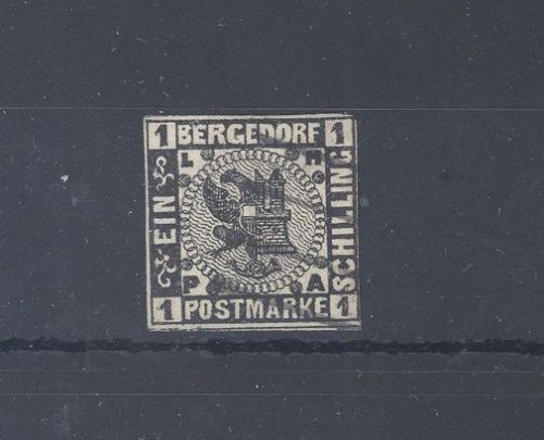 Bergedorf Michel Nummer 2, 1 S. Freimarke 1861 gestempelt, geprüft