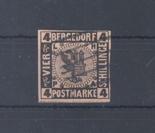 Bergedorf Michel Nummer 5, 4 S. Freimarke 1861 gestempelt, geprüft