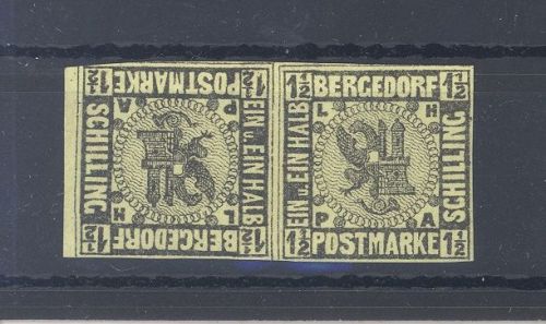 Bergedorf Mi.Nr. III K, Kehrdruckpaar Probedruck ungebraucht *