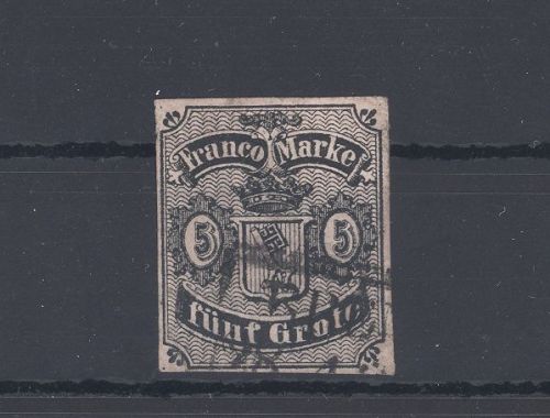 Bremen Michel Nummer 2, 5 Grote Freimarke 1856 gestempelt