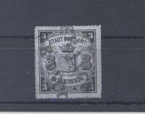 Bremen Michel Nummer 6x, 3 Grote Freimarke 1864 gestempelt, geprüft