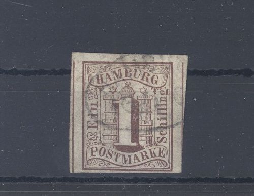 Hamburg Michel Nummer 2, 1 S. Freimarke mit besseren Ovalstempel