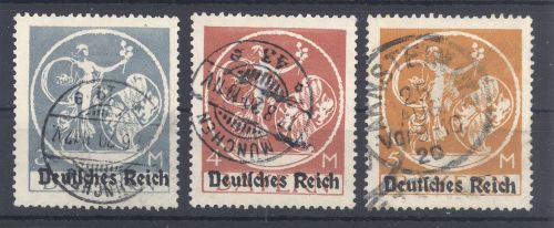 Dt. Reich Michel Nummer 134-36 II gestempelt, geprüft Infla / BPP