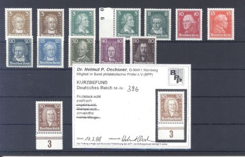 Dt. Reich Michel Nr. 385-97, Berühmte Deutsche 1926 **, 50 Pfg Befund BPP