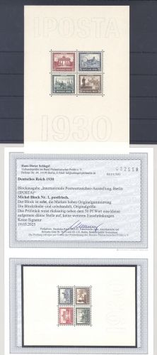 Dt. Reich Block 1, IPOSTA Block 1930 **, Befund BPP