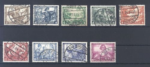 Dt. Reich Michel Nummer 499-507 Wagner 1933 gestempelt